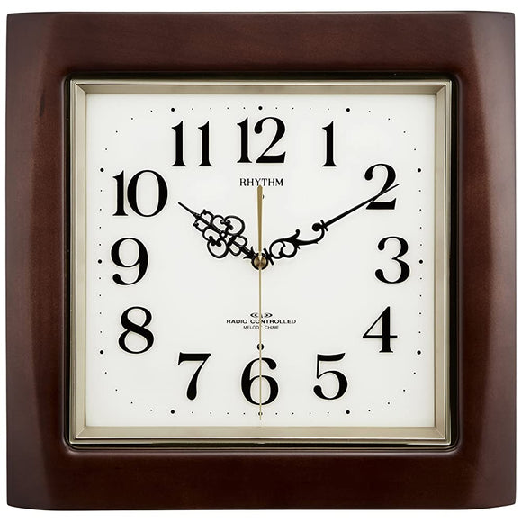 Rhythm Rhythm 4MN468RH06 Nemrina M468R Wall Clock, Analog, Hourly Time Signal, Wood, Brown (Semi-Gloss Finish)