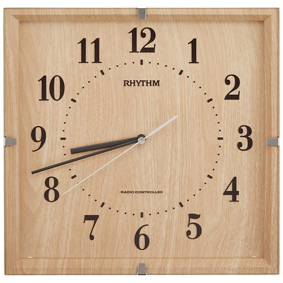 Rhythm 8MY502SR07 Wall Clock, Radio Clock, Analog, Continuous Second Hand, Interior Model, Brown (Light Brown Wood Grain Finish), Live Emil