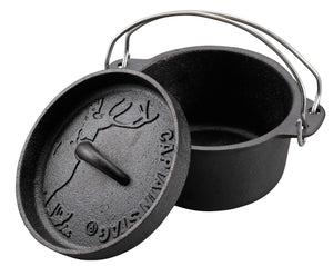 CAPTAIN STAG Camping BBQ Dutch Oven Iron Casting No Seasoning Required