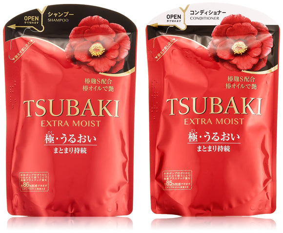 TSUBAKI Extra Moist Shampoo 345ml + Conditioner 345ml (for dry and spreadable hair)
