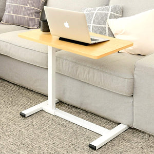 Yamazen KUT-7040 (OAKWH) Height-Adjustable Side Table, Height 23.6 - 37.4 in. (60 - 95 cm), Low to the Floor Casters Fits Under 1.6 in. (4 cm)