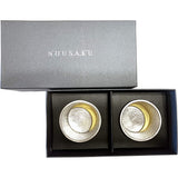 Nosaku Japanese Paper Wrapping] Moon Sake Pot, Gold Foil, Wine Cup, Set of 2