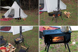 Captain Stag UG-75/UG-2031/UG-2032 Kamado Rectangular Wood Stove, BBQ, With Chimney, Glass Window, Storage Bag Included