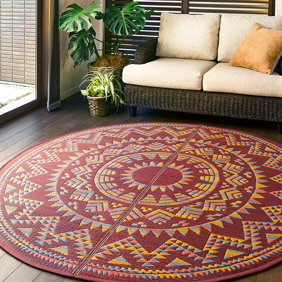 Hagiwara 81932600 Igusa Rush (Rush Grass), Red, Diameter of Approximately 70.9 inches (180 cm), Igusa Rug (Backed)