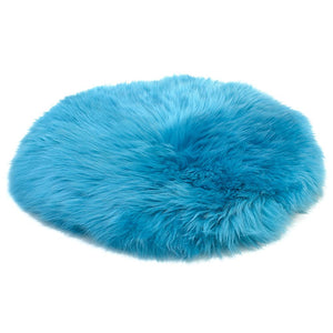 Nishikawa MU-CU-6019LH Shearling Cushion, Made in Japan, Fluffy, Smooth, Long Fur, Premium Quality, 100% Sheepskin, Blue, Diameter 17.7 inches (45 cm)