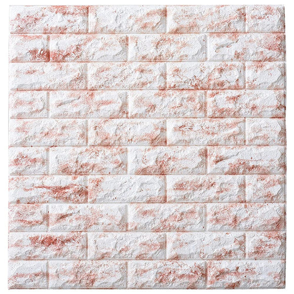 Yamazen Wall Stickers, Wallpaper, Tile, Brick Style, Remodeling, Brick Style, DIY, Dream Cushion Brick, 27.6 x 30.3 inches (70 x 77 cm), Set of 3, Red