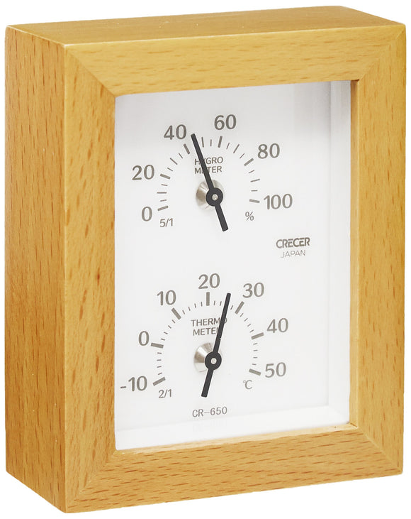 Cresel CR-650W Natural Wood Thermometer and Hygrometer
