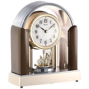 Seiko BY238B SEIKO Clock, Standard Radio Clock, Twin Pa, Dark Brown, Marble Pattern, Polished Finish