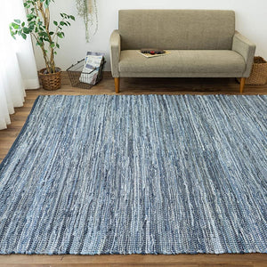 Sayansayan Washable Handwoven Rug Mat, Denim Rug, 51.2 x 74.8 inches (130 x 190 cm), 1.5 Tatami Mats, Blue, Plain Weave