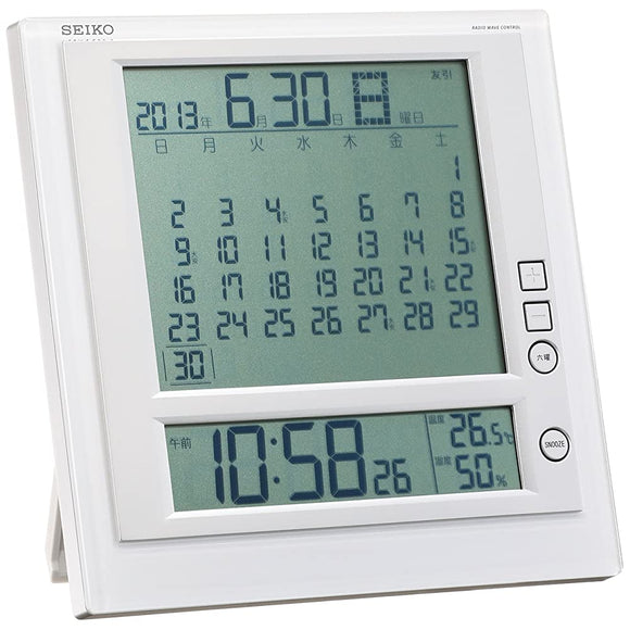 SEIKO CLOCK Wall or desktop clock Monthly calendar function Rokuyo Japanese calendar system digital radio wave alarm clock SQ 422 W