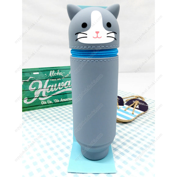 Punilabo Standing Pencil Case, Two-Color Cat