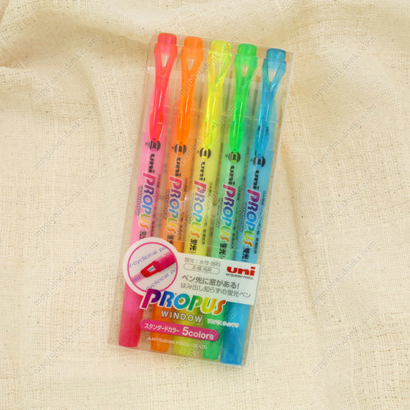 Mitsubishi Pencil Fluorescent Pen, Propus Window, 5 Colors