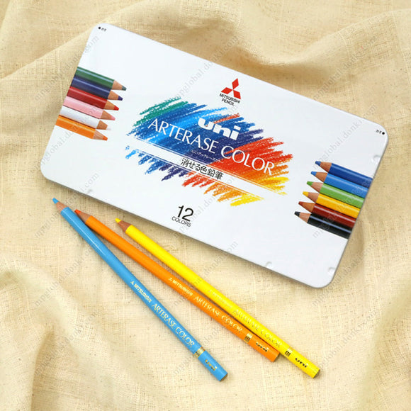 Mitsubishi Pencil Erasable Color Pencil, Uni Arterase Color, 12 Colors
