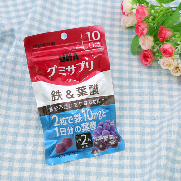 Uha Mikakuto Gummy Supplement, Iron & Folic Acid, Acai Mix Flavor, 10 Days' Worth