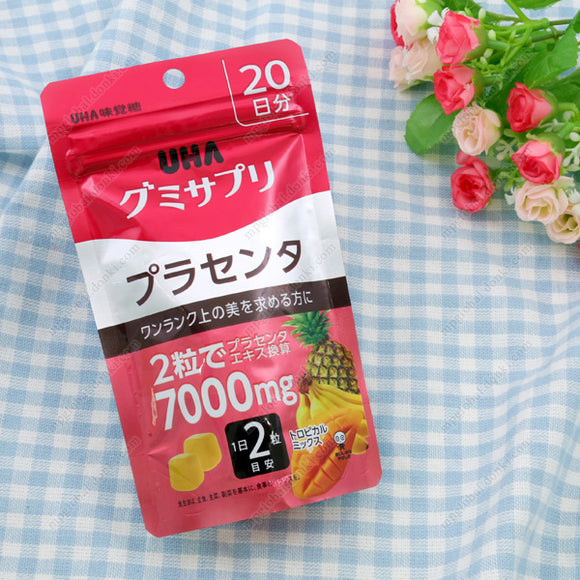 Uha Mikakuto Gummy Supplement, Placenta, Tropical Mix Flavor, 20 Days' Worth