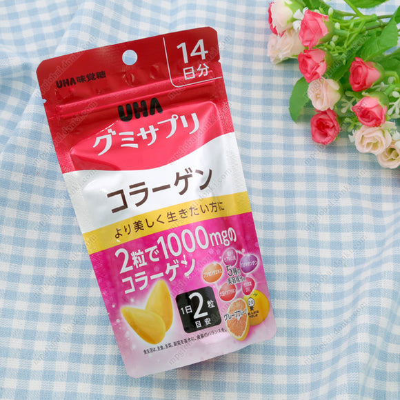 Uha Mikakuto Gummy Supplement, Collagen, Grapefruit Flavor, 14 Days' Worth
