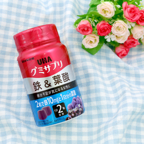 Uha Mikakuto Gummy Supplement, Iron & Folic Acid, Acai Mix Flavor, 30 Days' Worth