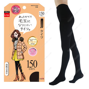 Onna No Yokubo Pill-Resistant Tights, 150Den L-Ll (Black)