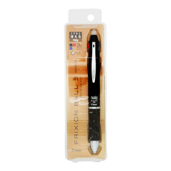 Pilot Frixion Ball 3, Wood, Dark Brown, 3 Colors (Black/Red/Blue) 0.5Mm
