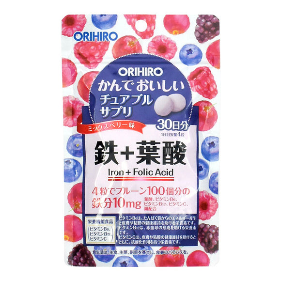 Orihiro Tasty Chewable Supplement, Iron + Folic Acid
